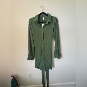 Glam Olive Button Down Shirt